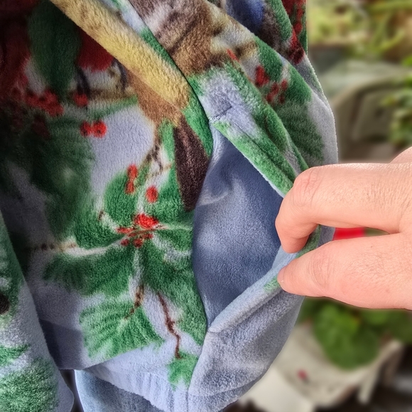 VNTG Blair Women's Blue Zip Fleece Winter Cardinal Jacket Sz Med Christmas Birds - Picture 4 of 6